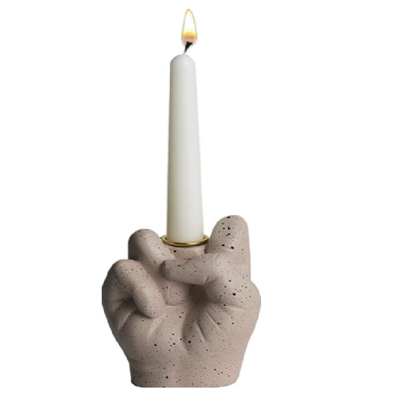 Mittelfinger Kerzenhalter - Weiß