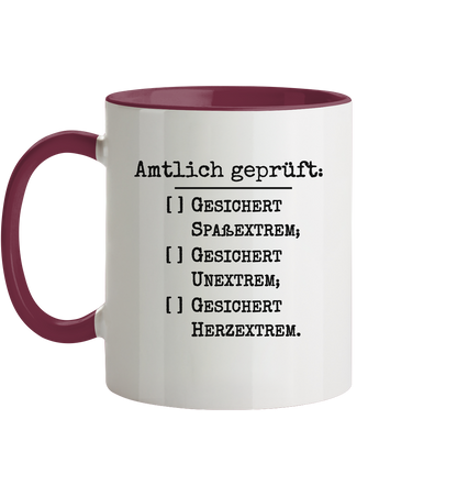 Amtlich geprüft, dennoch unklar, jedoch gesichert extreme Tasse