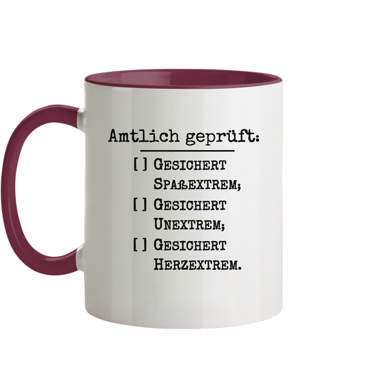 Amtlich geprüft, dennoch unklar, jedoch gesichert extreme Tasse