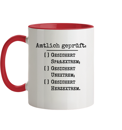 Amtlich geprüft, dennoch unklar, jedoch gesichert extreme Tasse
